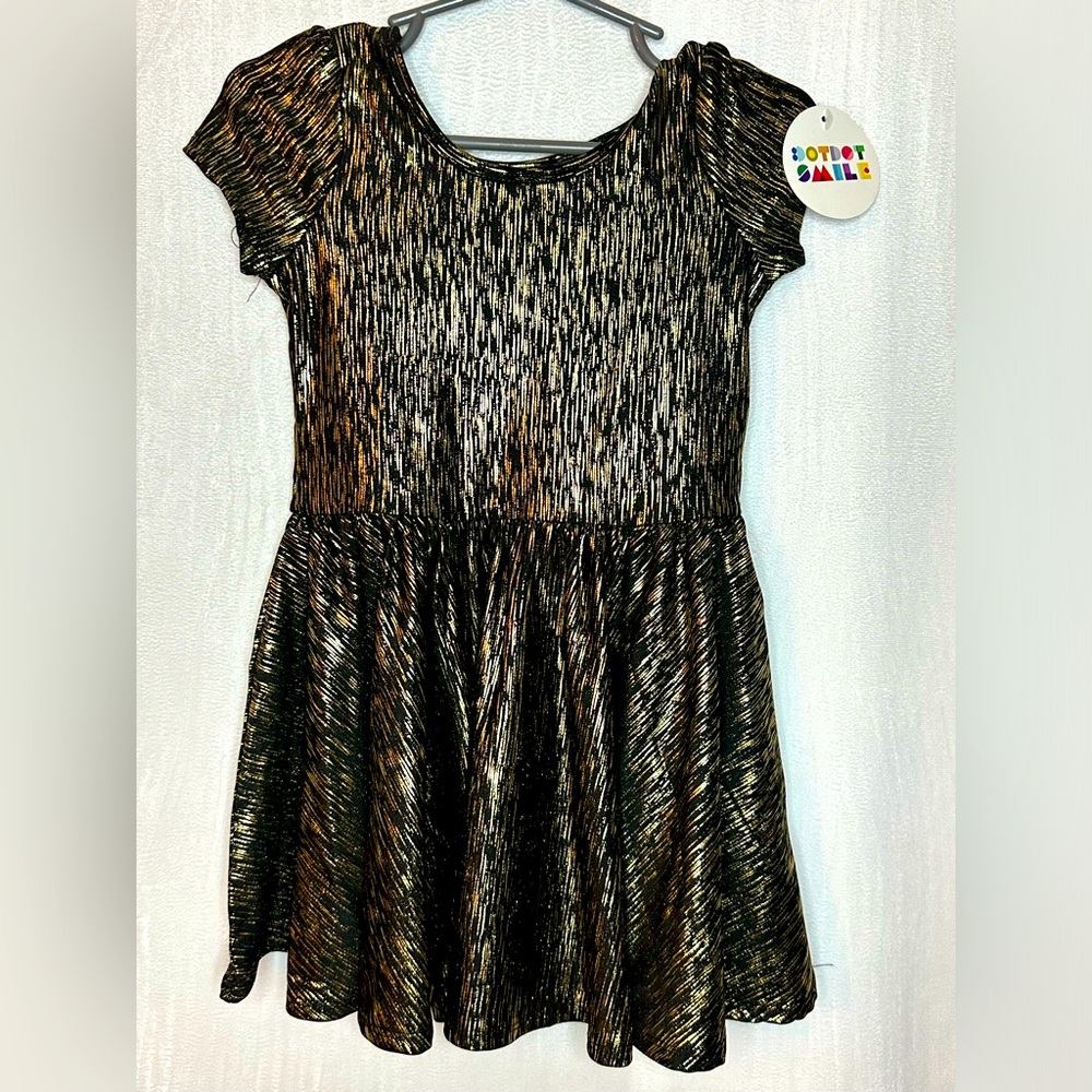 Dot Dot Smile size 2T girls Gold shimmer Cap twirl dress toddler NWT